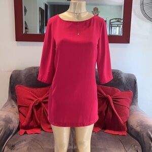 Leith Size XS Magenta Polyester Keyhole Darted Dress